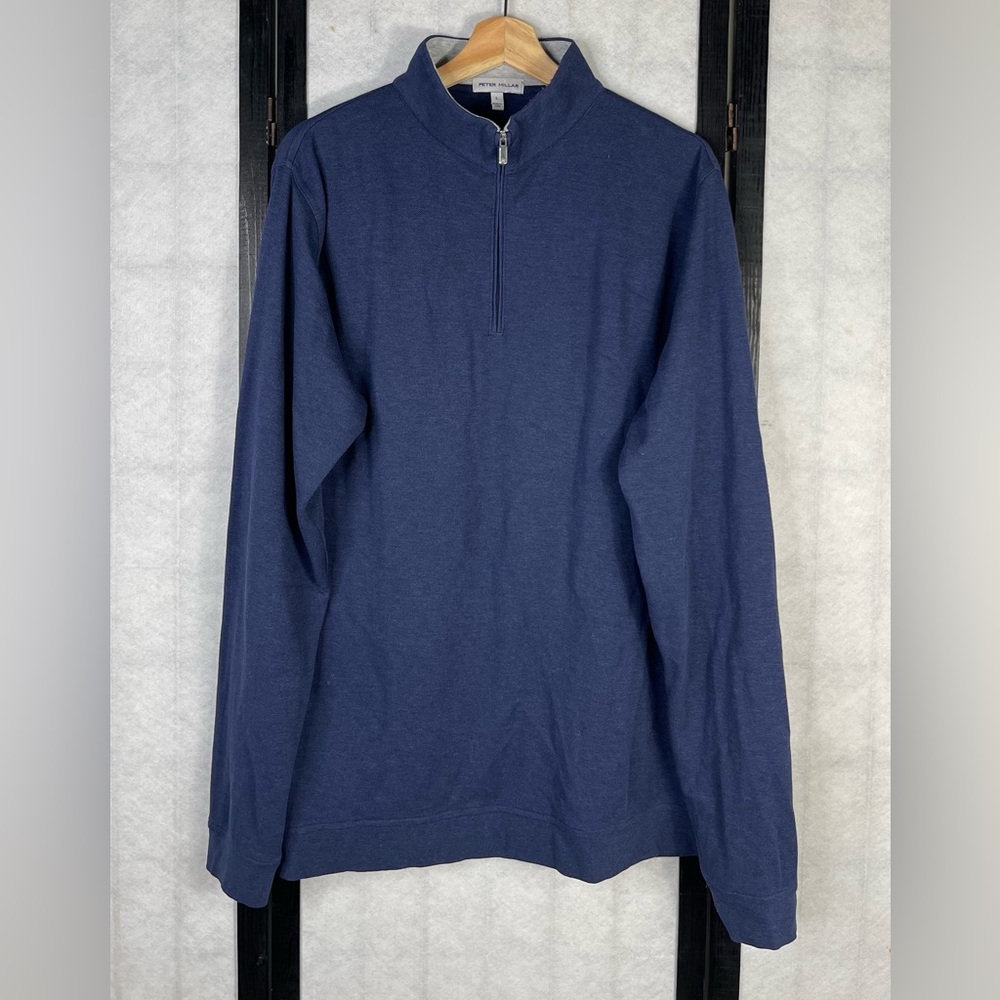 Peter Millar Deep Blue Zip-Up Sweat Shirt. Size: L